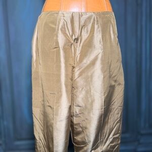 100%Silk Vintage Women's Stylish Green Pants